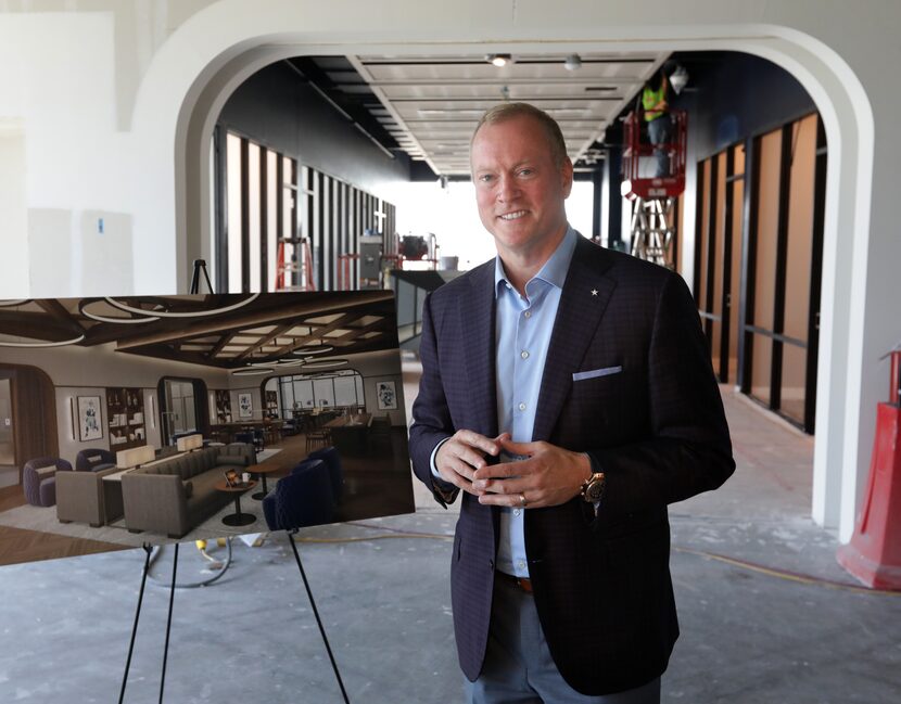 Jerry Jones, Jr. shows off the new coworking space at the Dallas Cowboys' Star development...