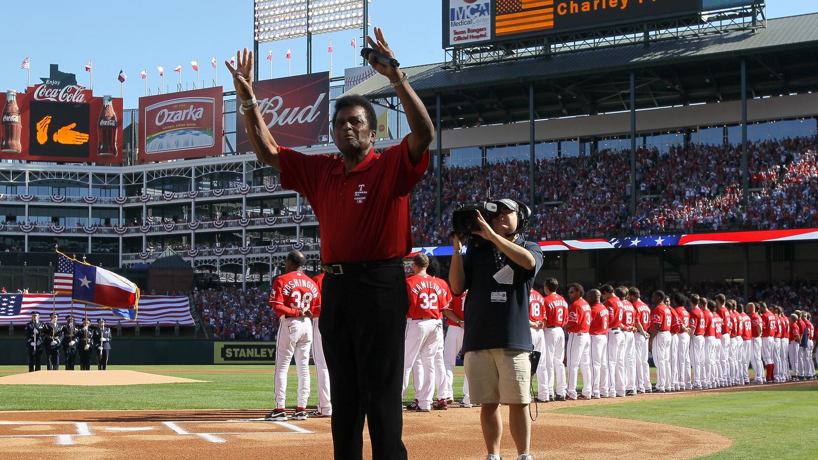 Texas Rangers baseball uniform jersey worn by Charley Pride