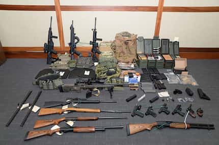 This image released by the US Attorney's Office shows weapons seized at the Silver Spring,...