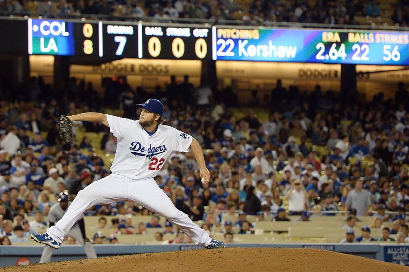 Jun 18, 2014; Los Angeles, CA, USA;    Los Angeles Dodgers starting pitcher Clayton Kershaw...