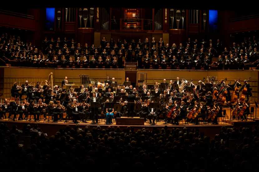 Guest conductor James Gaffigan leads the Dallas Symphony Orchestra, Dallas Symphony Chorus...