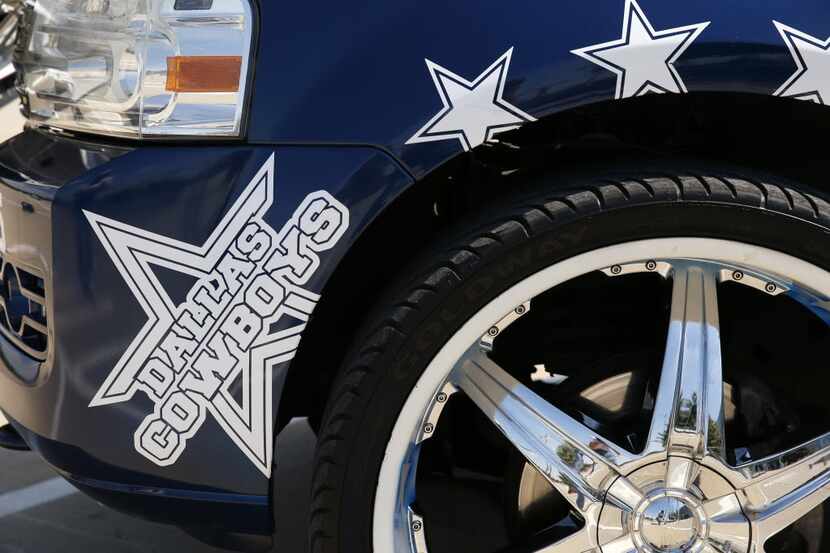 Decals on the fenders of Deztruction inspired by the Dallas Cowboys at AT&T Stadium in...