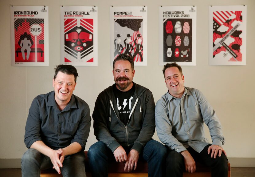 Longtime Kitchen Dog Theater company members and friends (from left) Cameron Cobb, Max...