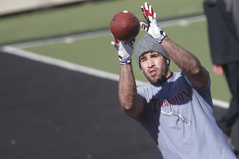 Texas Tech's Jace Amaro participates in pro day for NFL scouts in Lubbock, Texas, Friday,...