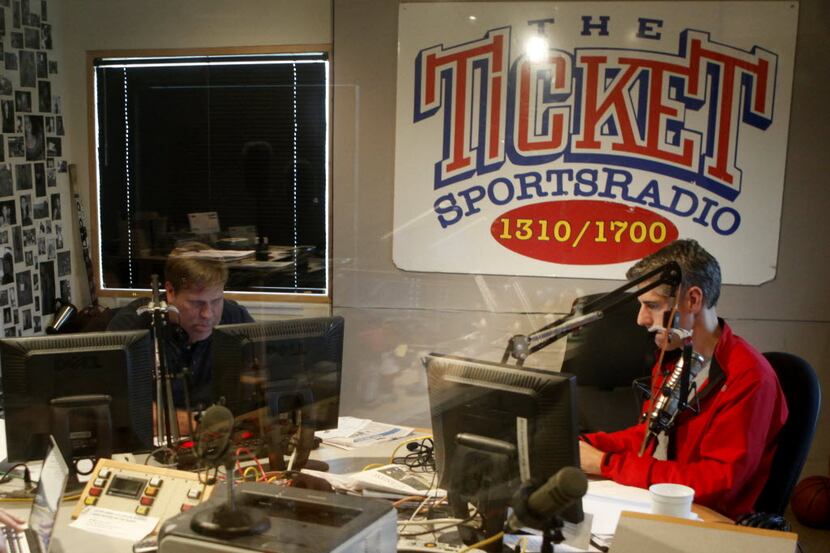 The Ticket's morning show's George Dunham, left, and Craig Miller on air are some of the...
