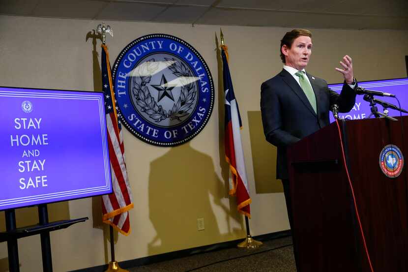 Dallas County Judge Clay Jenkins speaks during a press conference on Thursday, June 25, 2020...