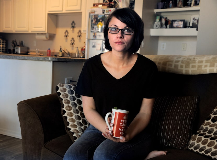 Aubrey Lane sits in her Colorado Springs, Colo., apartment on March 8, 2018. Lane says she...