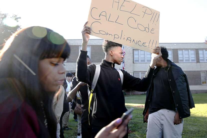 Eleventh-grader Kameron Davis  was part of a walkout to protest building conditions at South...