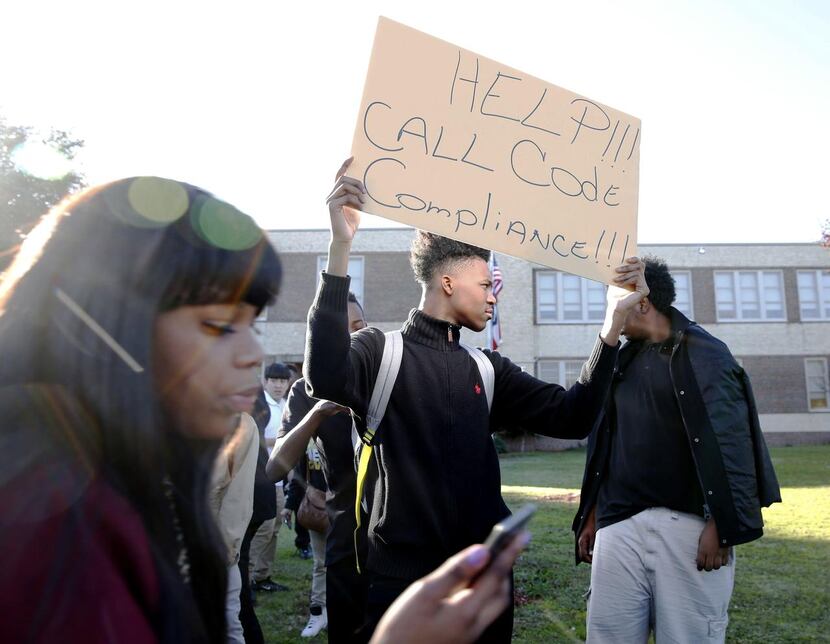 Eleventh-grader Kameron Davis  was part of a walkout to protest building conditions at South...