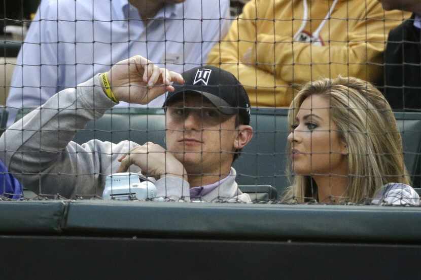  Johnny Manziel and Colleen Crowley attended a Texas Rangers game in this AP file photo.