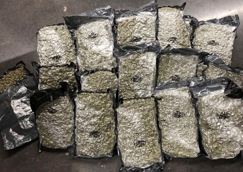 Authorities reported finding a total of more than 62 pounds of marijuana.