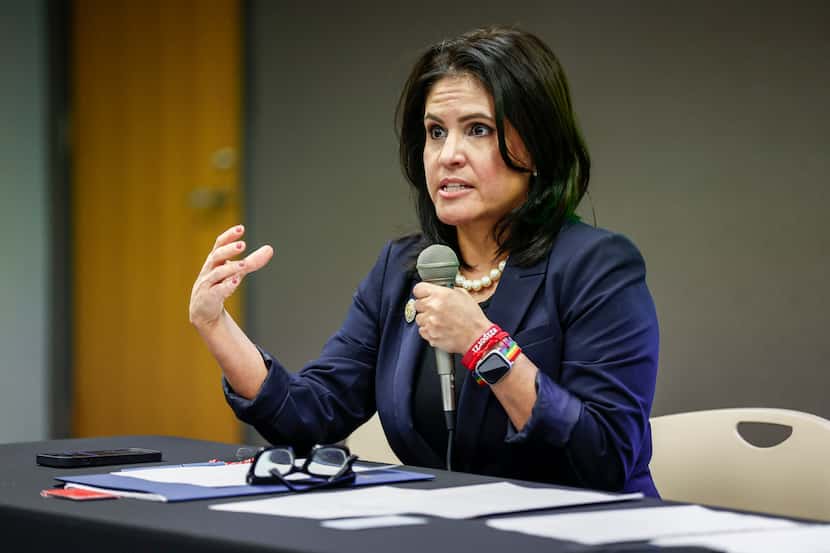 Texas State Representative Ana-Maria Ramos speaks about Senate Bill 4, the “Family Smuggler...