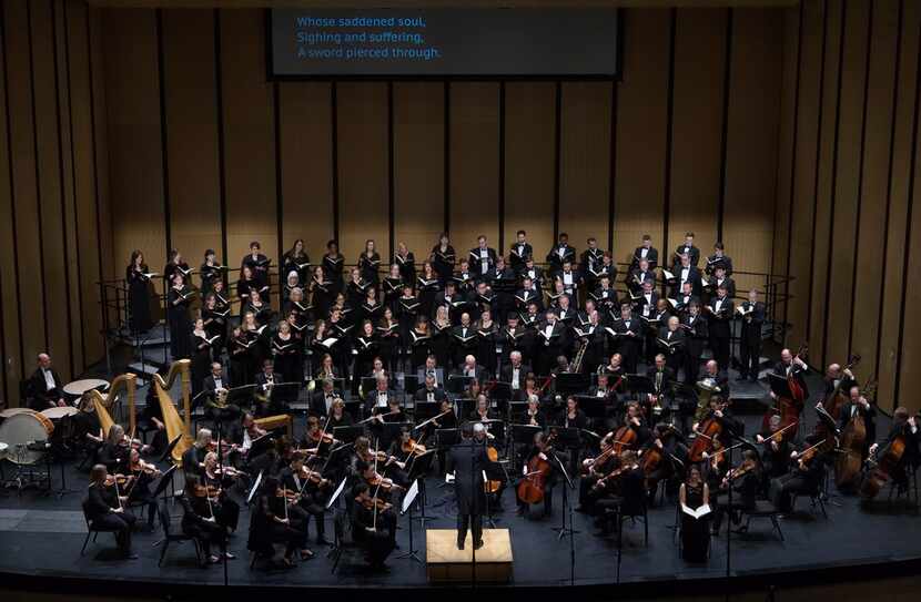 Conductor Greg Hobbs leads the Dallas Choral  
Festival chorus and orchestra concert at...
