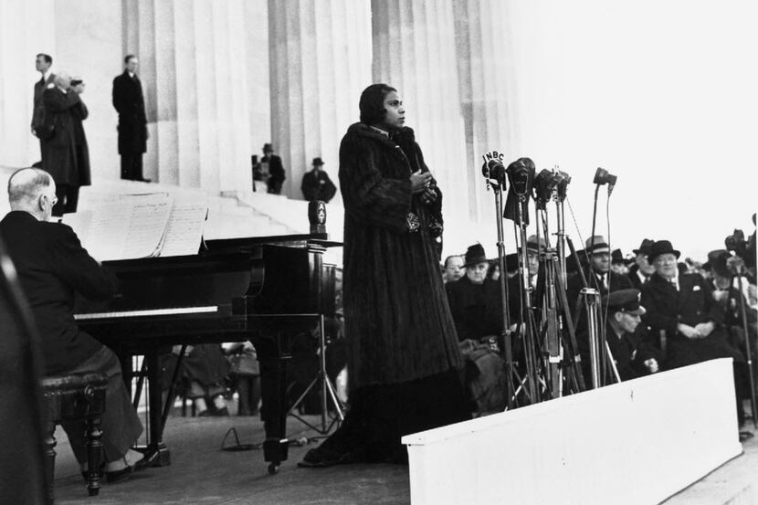 Marian Anderson (center), shown performing at the Washington Memorial in April 1939, won the...
