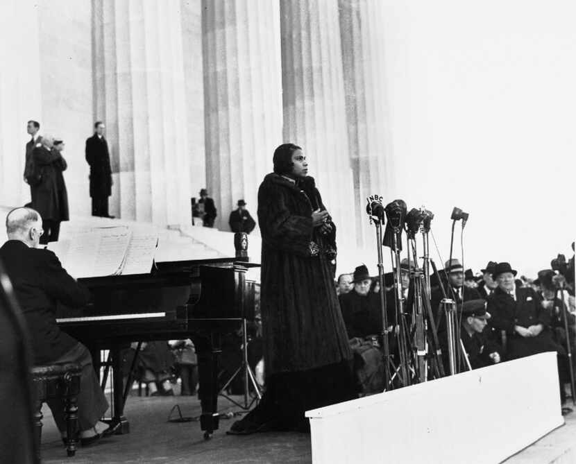 Marian Anderson (center), shown performing at the Washington Memorial in April 1939, won the...
