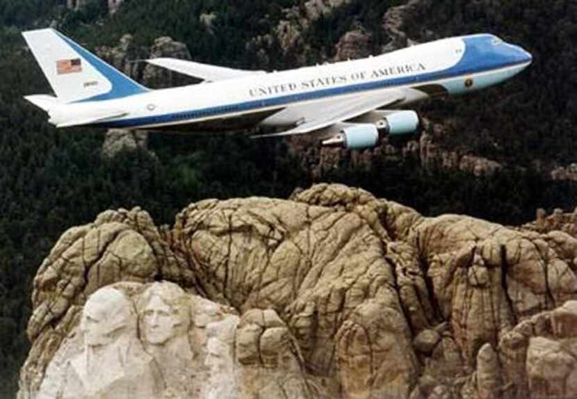 Air Force One flies over Mount Rushmore in this 2005 file photo.