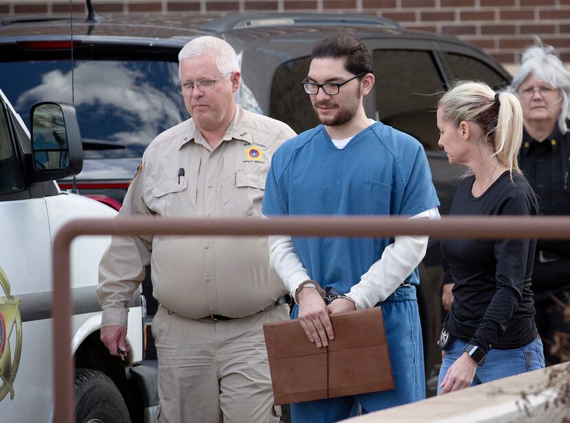 Marq Vincent Perez was escorted from the federal courthouse in Victoria in January 2018...