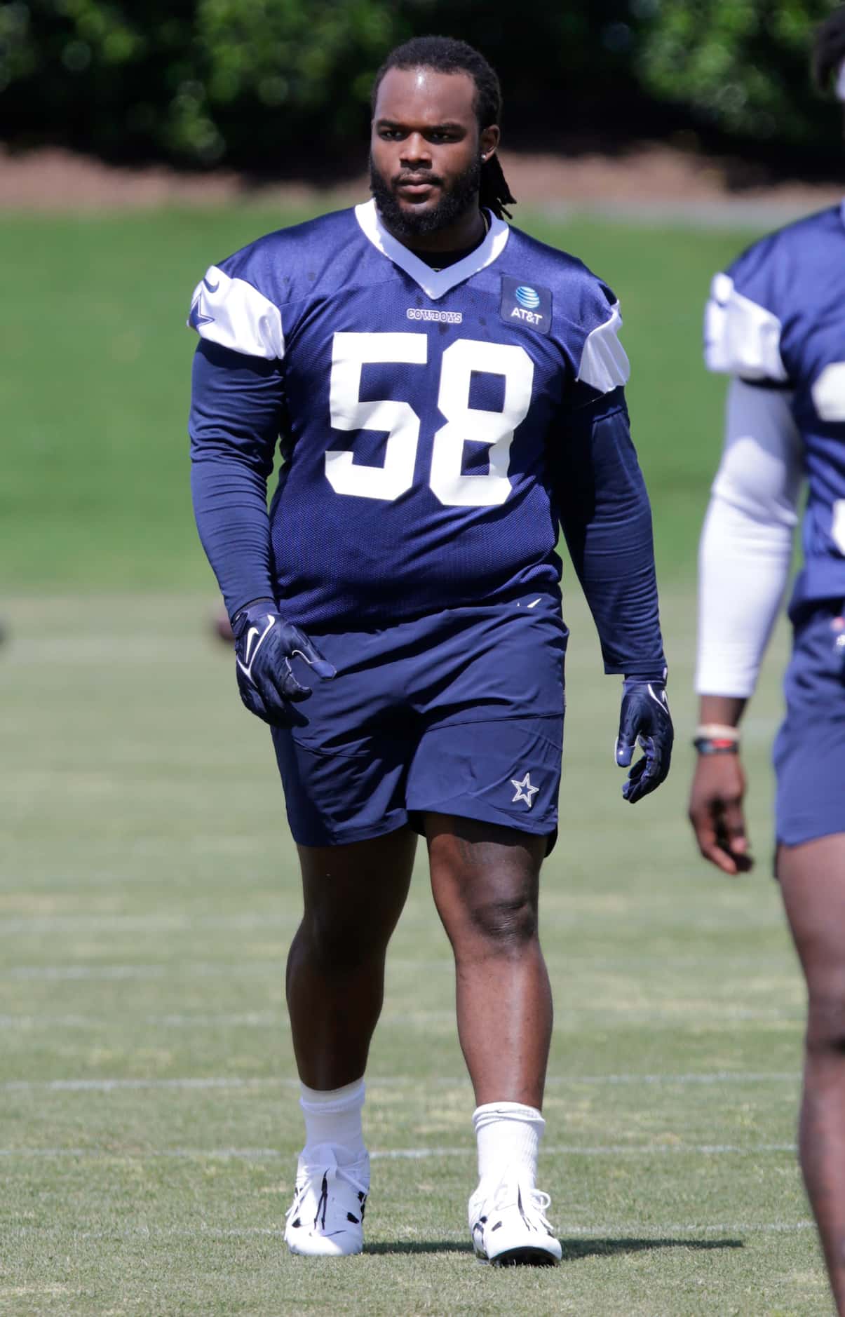 Cowboys rookie defensive tackle Mazi Smith (58) takes part in drills as the Dallas Cowboys...