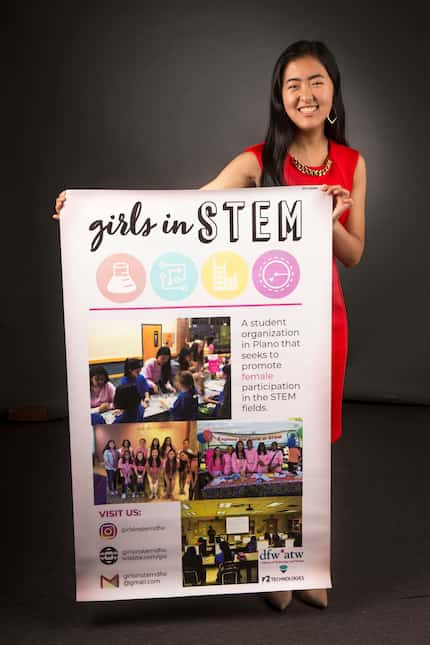 Alice Hou, founder of Girls in STEM, poses for a photograph at The Dallas Morning News on...