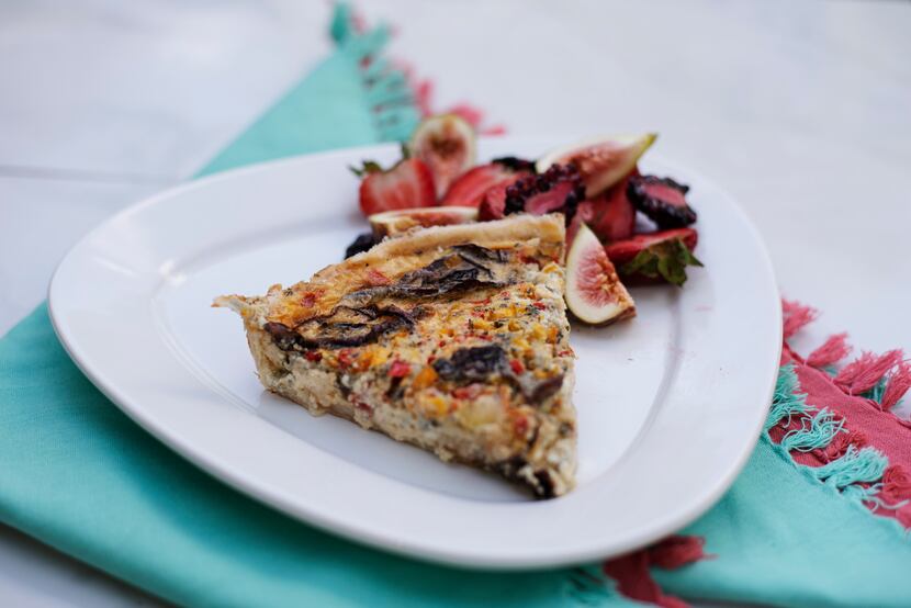 Gorgonzola With Roasted Red Onions and Colored Pepper Quiche