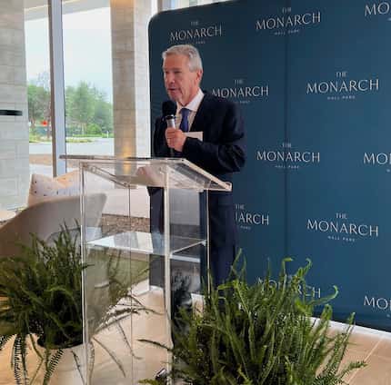 Developer Craig Hall talked at the opening of the Monarch apartment tower in Frisco's Hall...