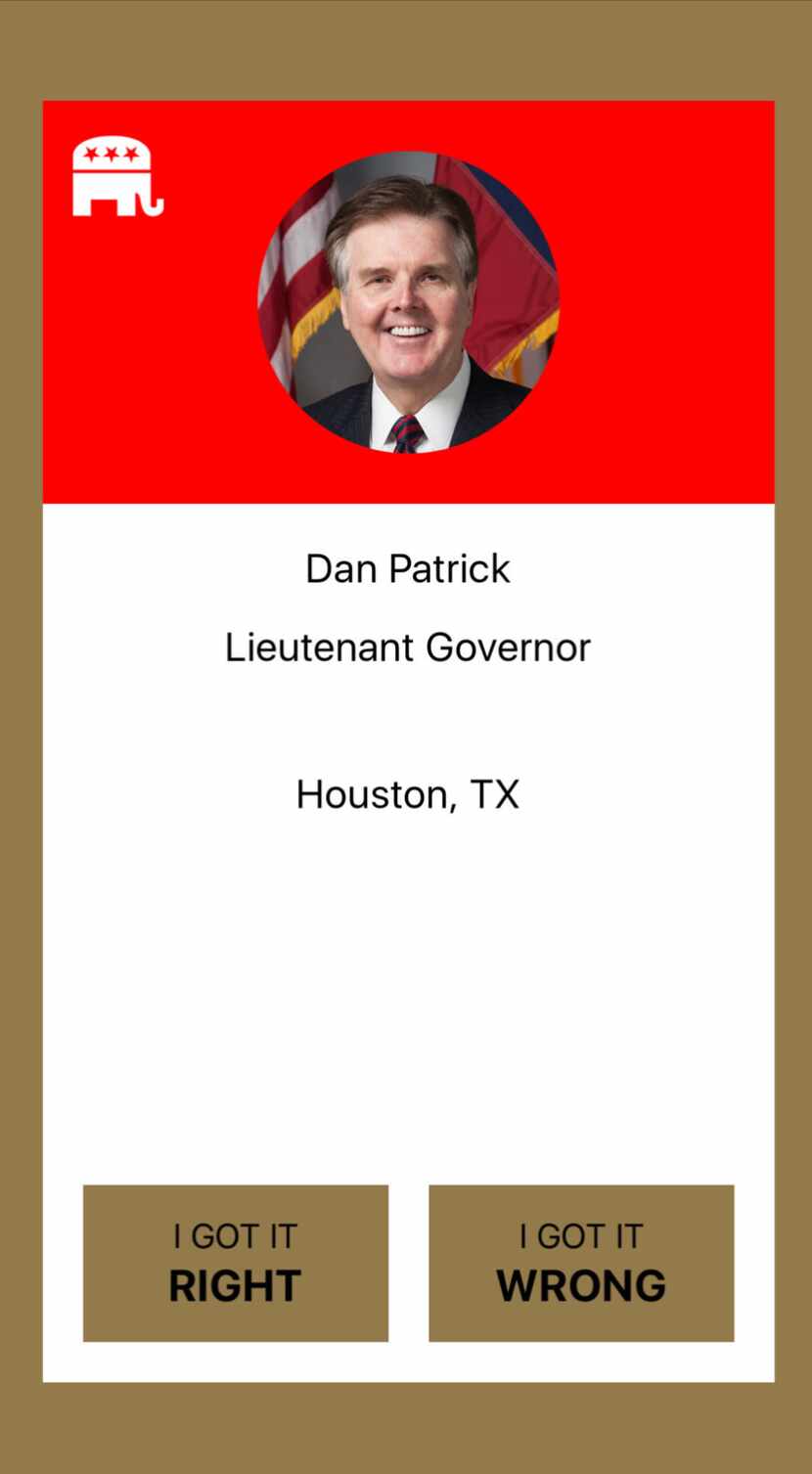 Screenshot of the Texas Elected Officials App on iOS