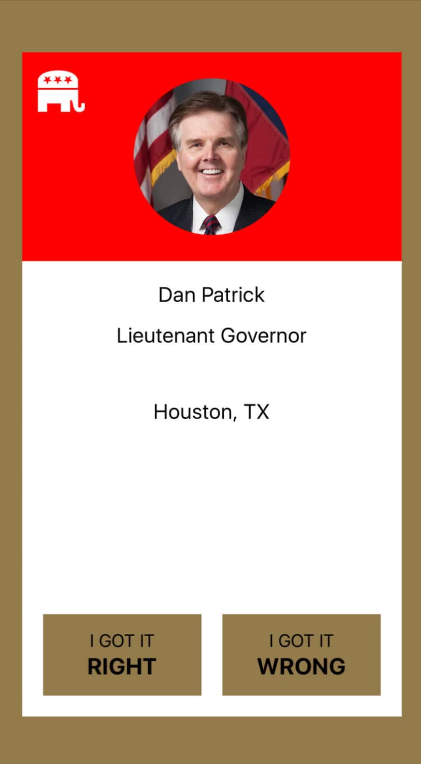 Screenshot of the Texas Elected Officials App on iOS