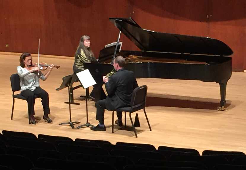 Left to right: Maria Schleuning (violin), Liudmila Georgievskaya (piano) and David Cooper...