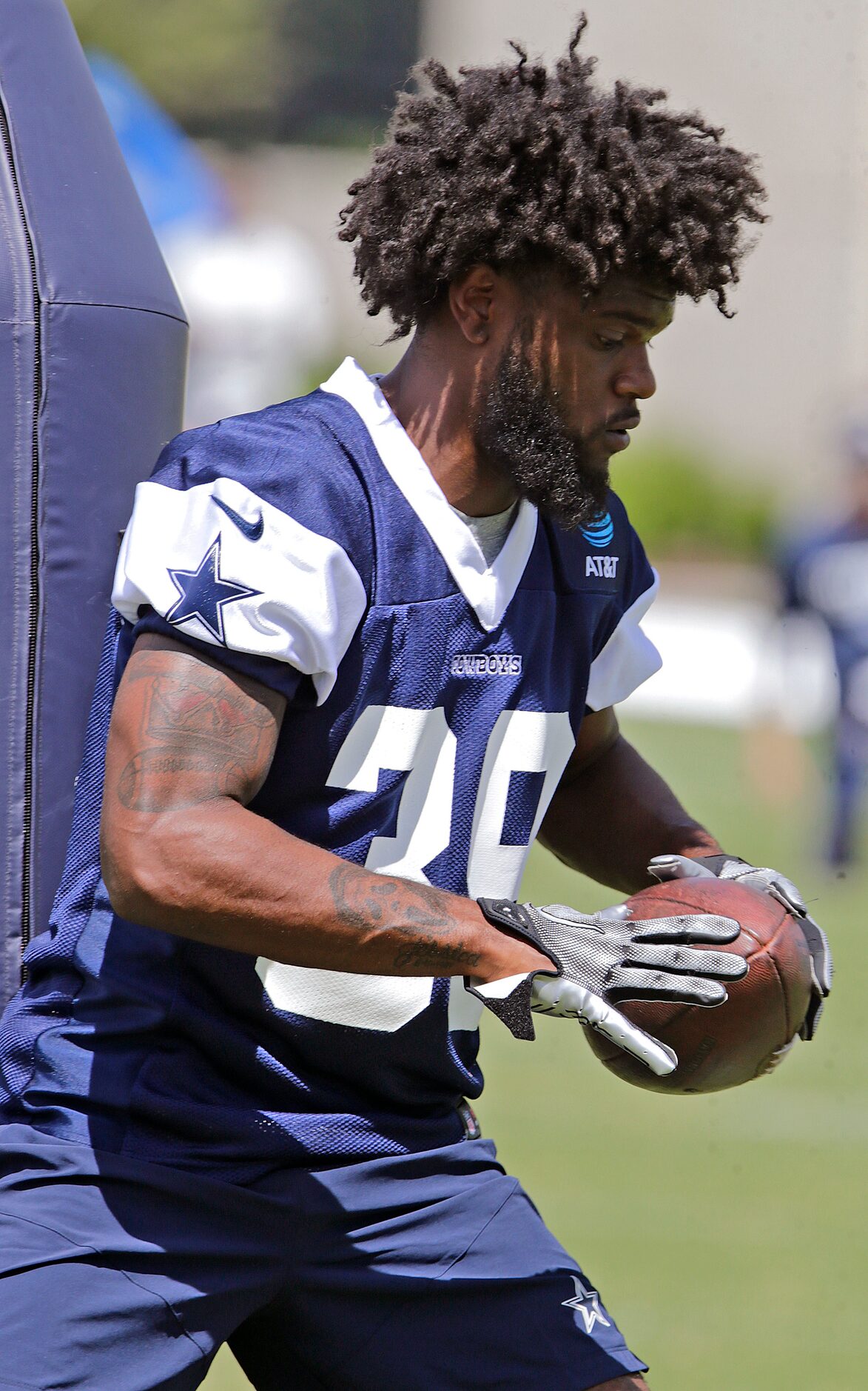 Cowboys rookie corner back Myles Brooks (39) participates in a drill as the Dallas Cowboys...