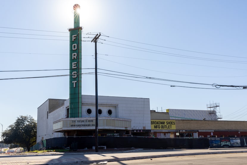 Renovations take place at the Forest Theater in Dallas on Dec. 27, 2024. About a year from...