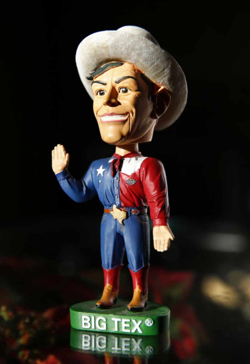 The old Big Tex, immortalized in bobblehead form. A Big Tex bobblehead at the home of Jer...