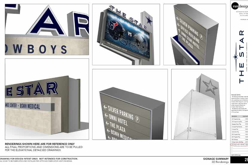  Renderings show some of the design elements for signs at The Star in Frisco. (Courtesy city...