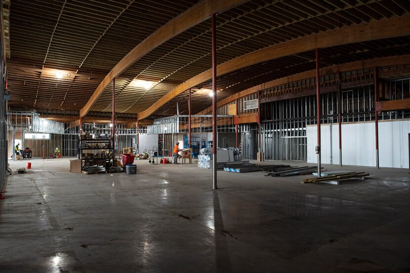 Construction is underway inside the Central Market at the Preston Oaks shopping center on...