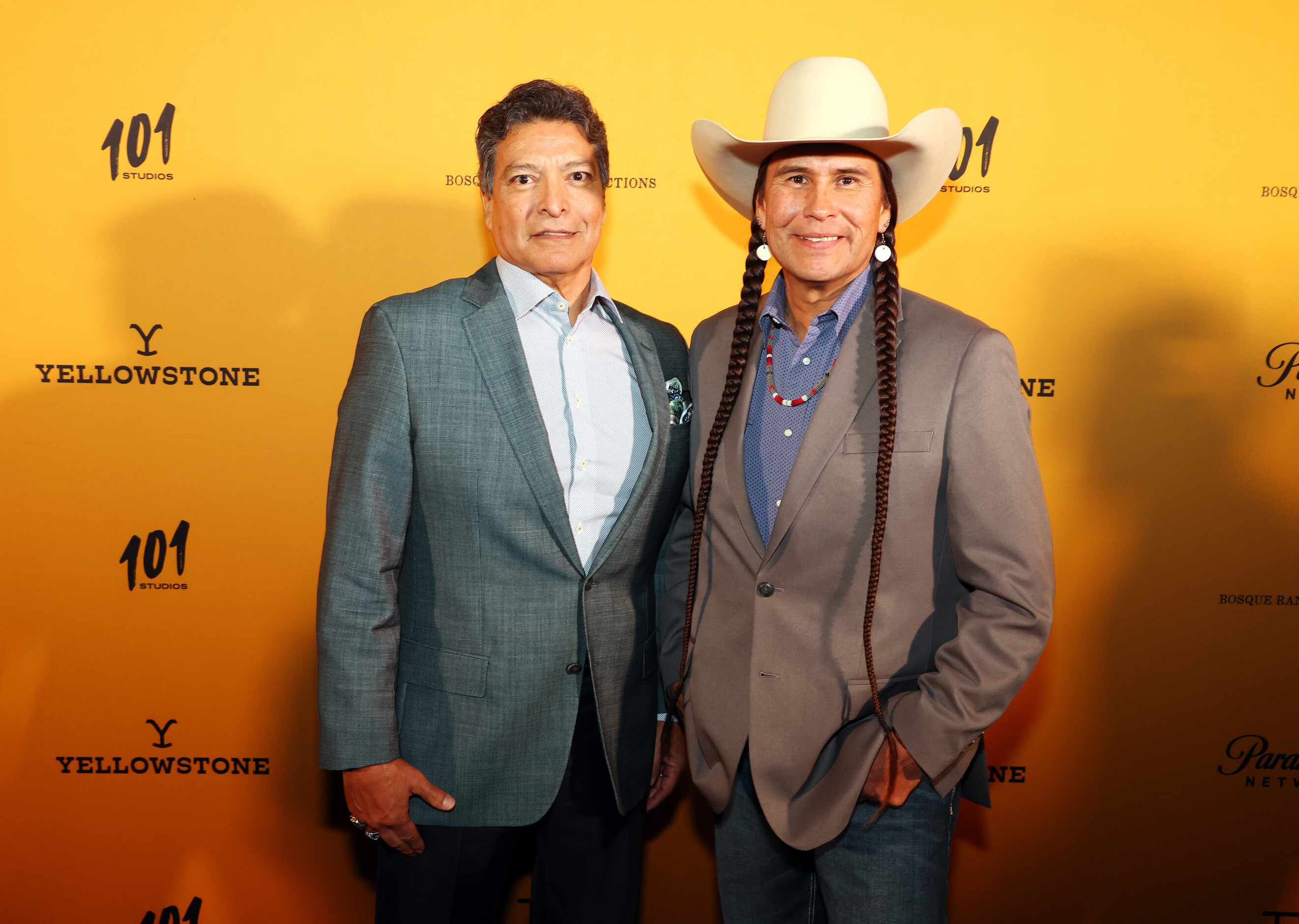Gil Birmingham and Mo Brings Plenty attend the premiere for Paramount Network's...