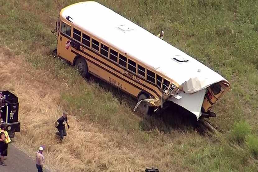 None of the 14 people on board the bus reported any serious injuries, according to the Texas...