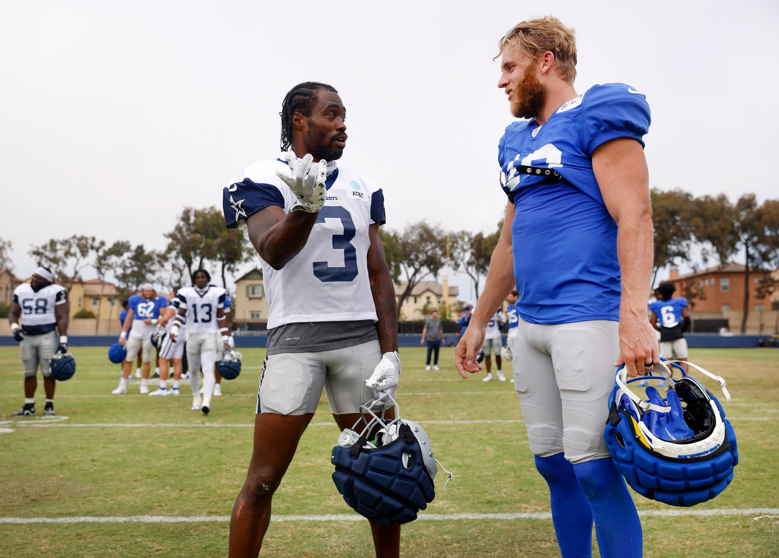 Dallas Cowboys wide receiver Brandin Cooks (3) and Los Angeles Rams wide receiver Cooper...