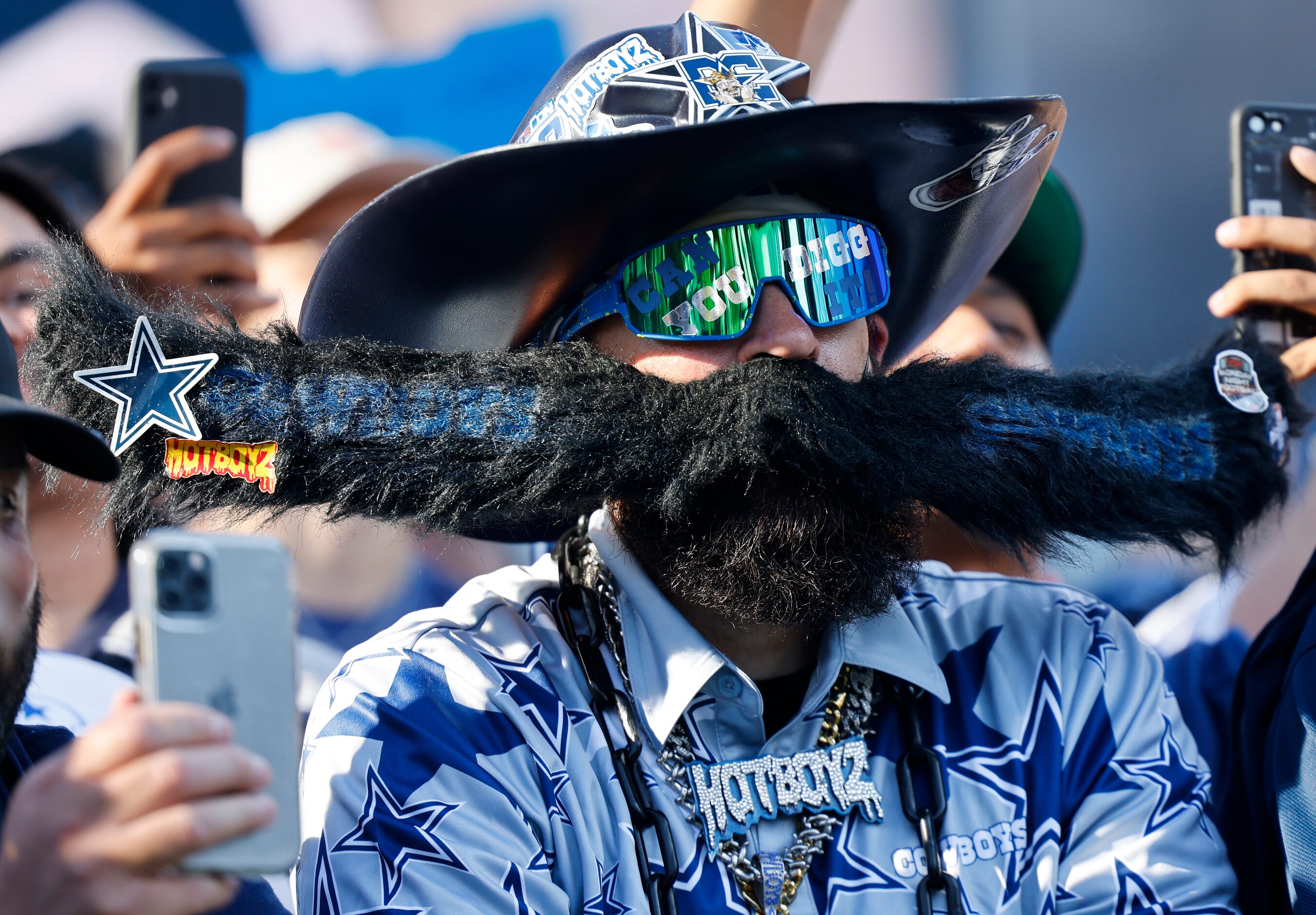 Dallas Cowboys fans gather and cheer during the recording of ESPN’s First Take in the...