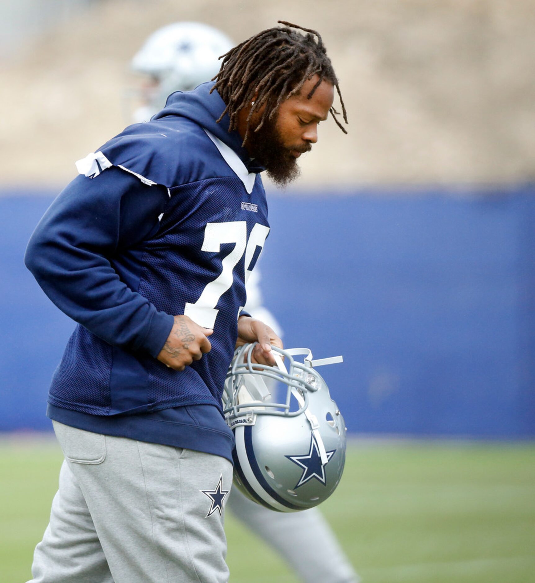 New Dallas Cowboys defensive end Michael Bennett Jr. (79) joins the team for practice at The...