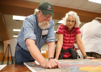 Gordon and Margaret O'Neal discuss how potential routes for a U.S. 380 bypass could interact...