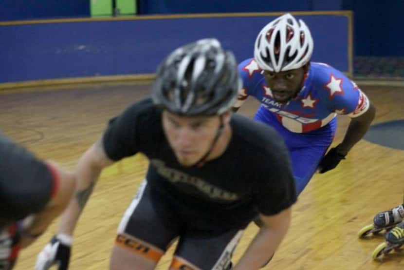 
Inline speedskater Michael Ringer (rear) is training to represent Team USA in the Outdoor...