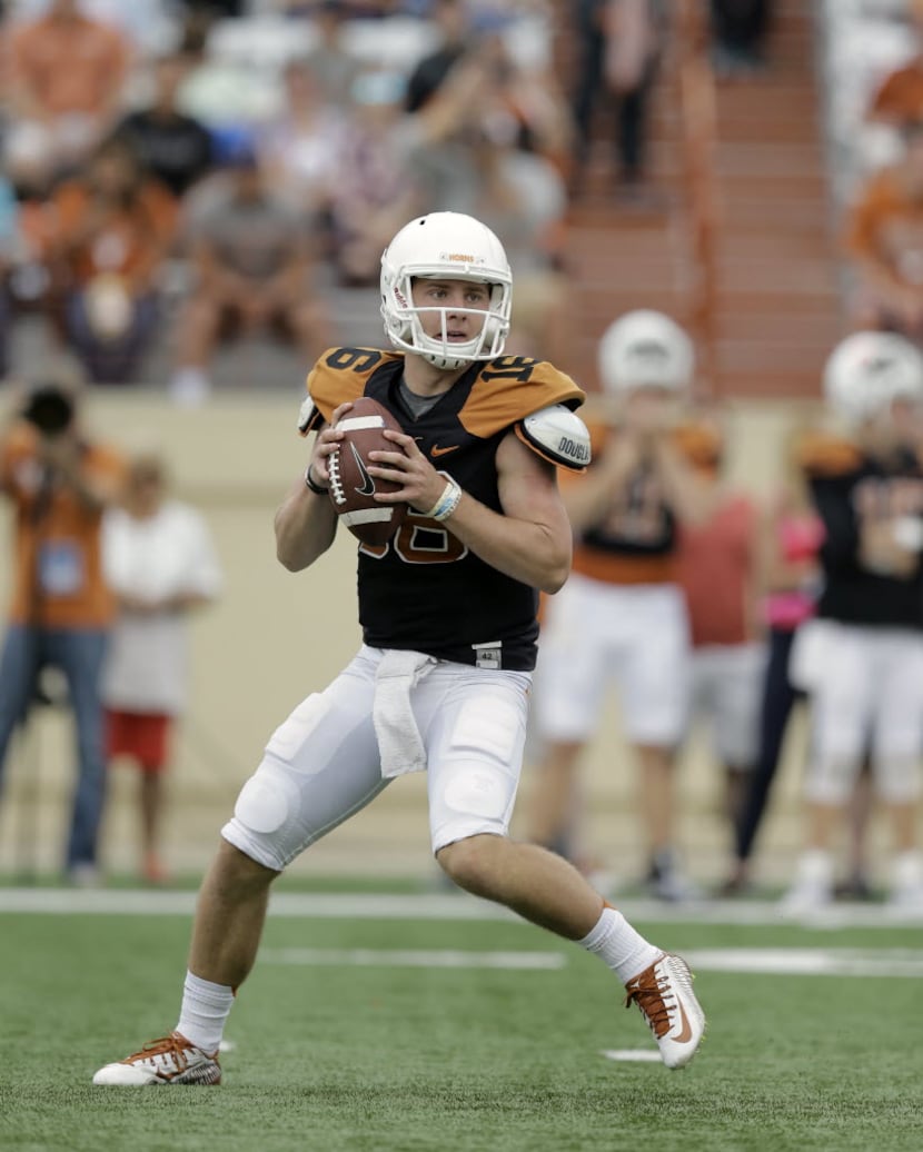 Texas quarterback Shane Buechele (16) during a spring NCAA college football game, Saturday,...