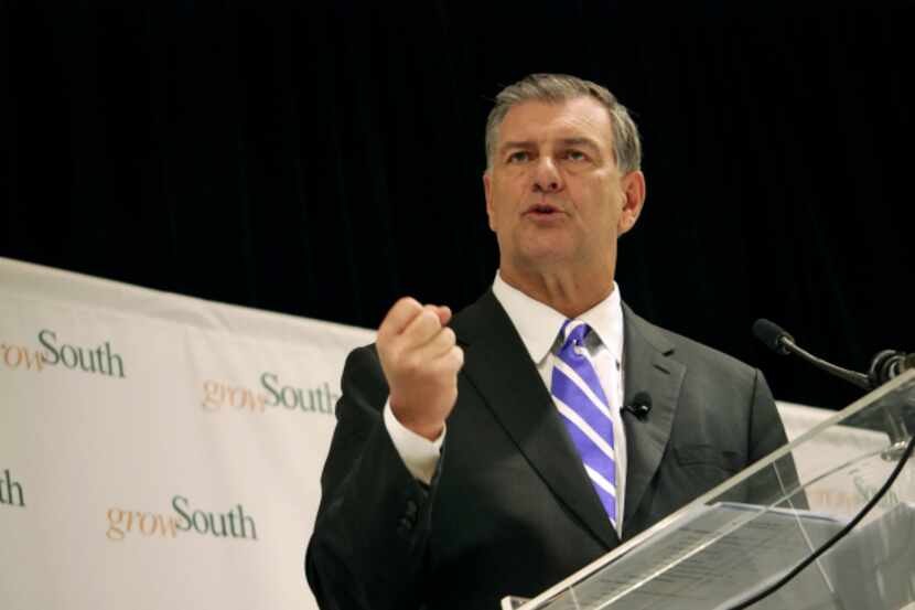  Dallas Mayor Mike Rawlings gives his address on the state of GrowSouth, his initiative to...