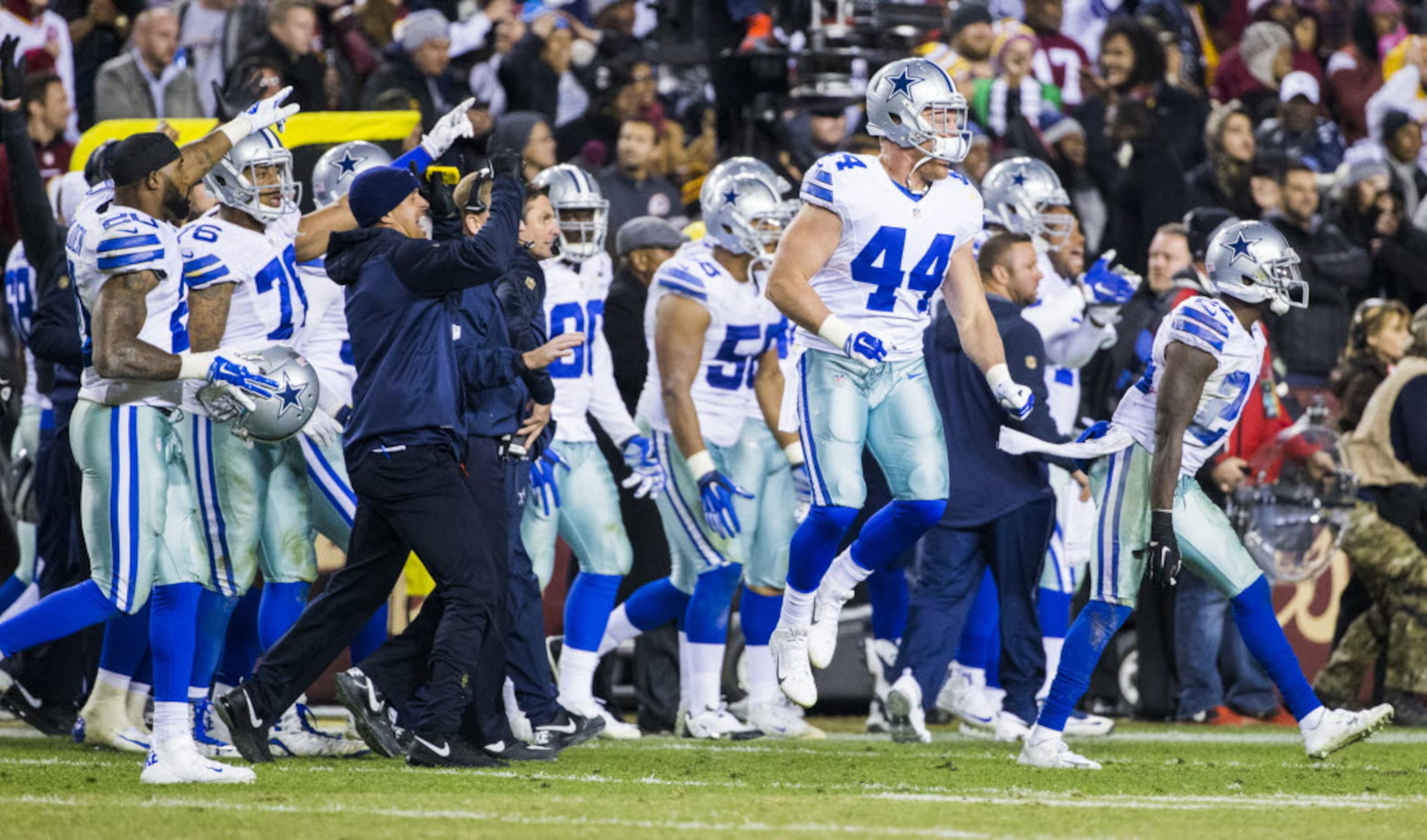 Dallas Cowboys quarterback Matt Cassel (16) walks off the field after  leading his team to a 19-16 victory over the Washington Redskins at FedEx  Field in Landover, Maryland on Monday, December 7