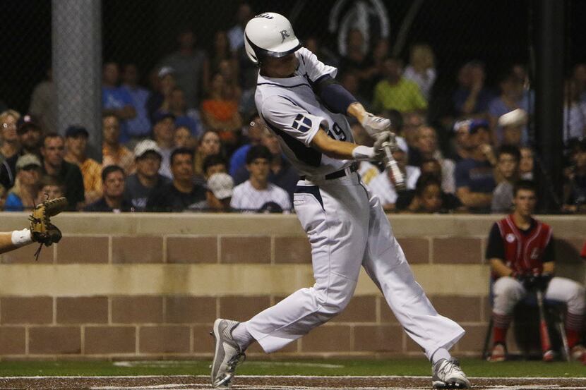 Dallas Jesuit right fiedler Kyle Muller doubles in the sixth inning during the Class 6A...