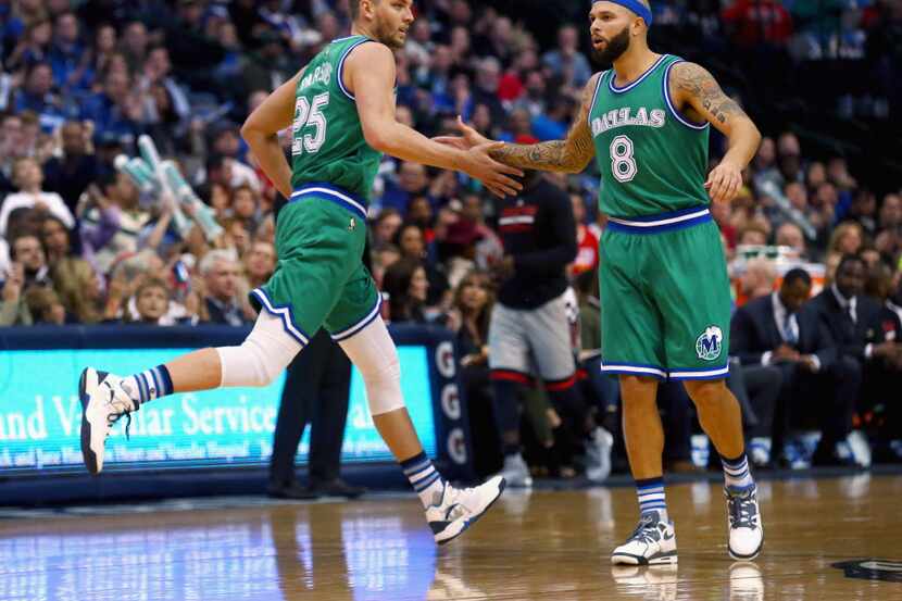 DALLAS, TX - DECEMBER 04:  Chandler Parsons #25 of the Dallas Mavericks celebrates with...