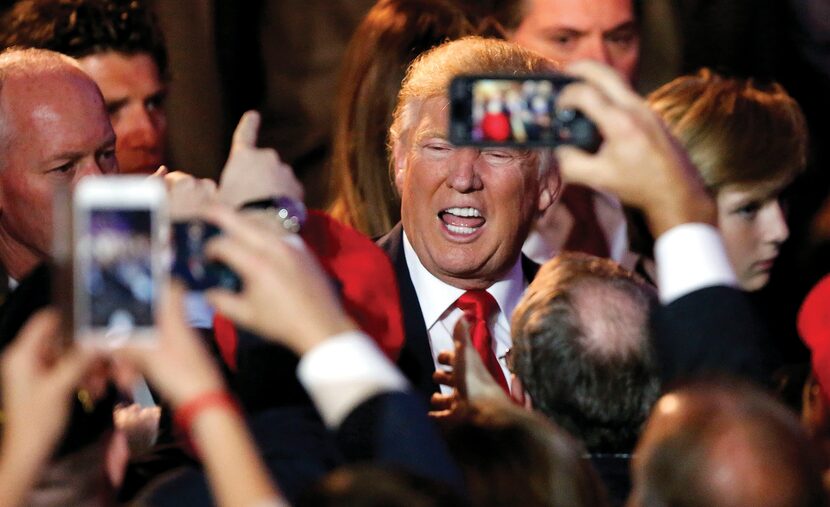 President-elect Donald Trump shook hands with supporters after making his acceptance speech...