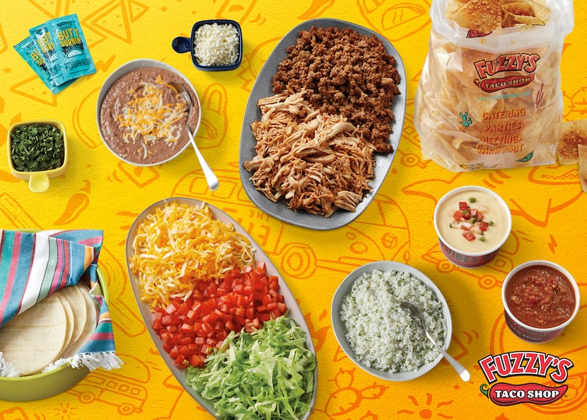 Fuzzy's Taco Shop has chips and salsa trays, chips and guacamole trays, queso trays and a...
