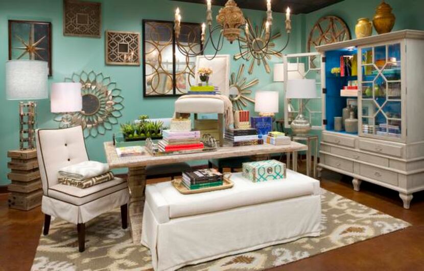 
Decor accents at the store are grouped along with furniture in coordinated settings and...