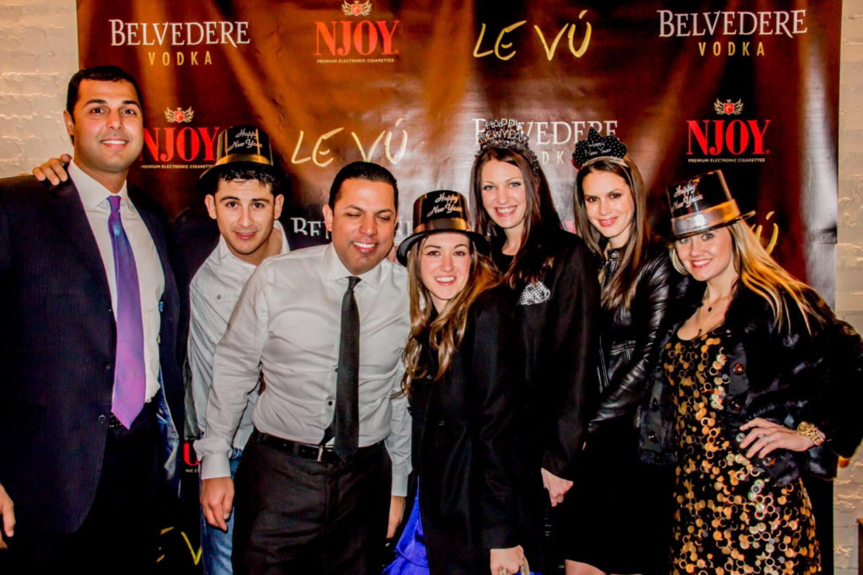 New Year's Eve partygoers posed for photos at LeVu in Dallas.