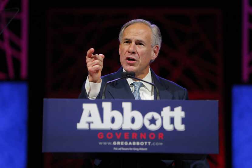 Gov. Greg Abbott speaks at the Republican Party of Texas State Convention at the Kay Bailey...